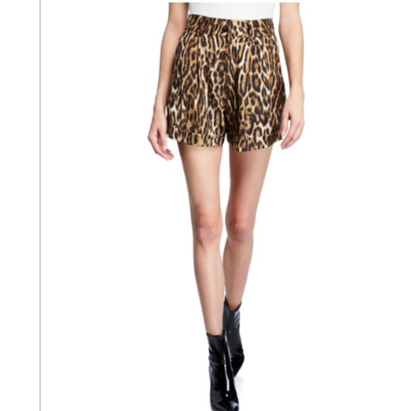 R13 Leopard Pleated High-Rise Shorts- size 29 - Picture 1 of 5